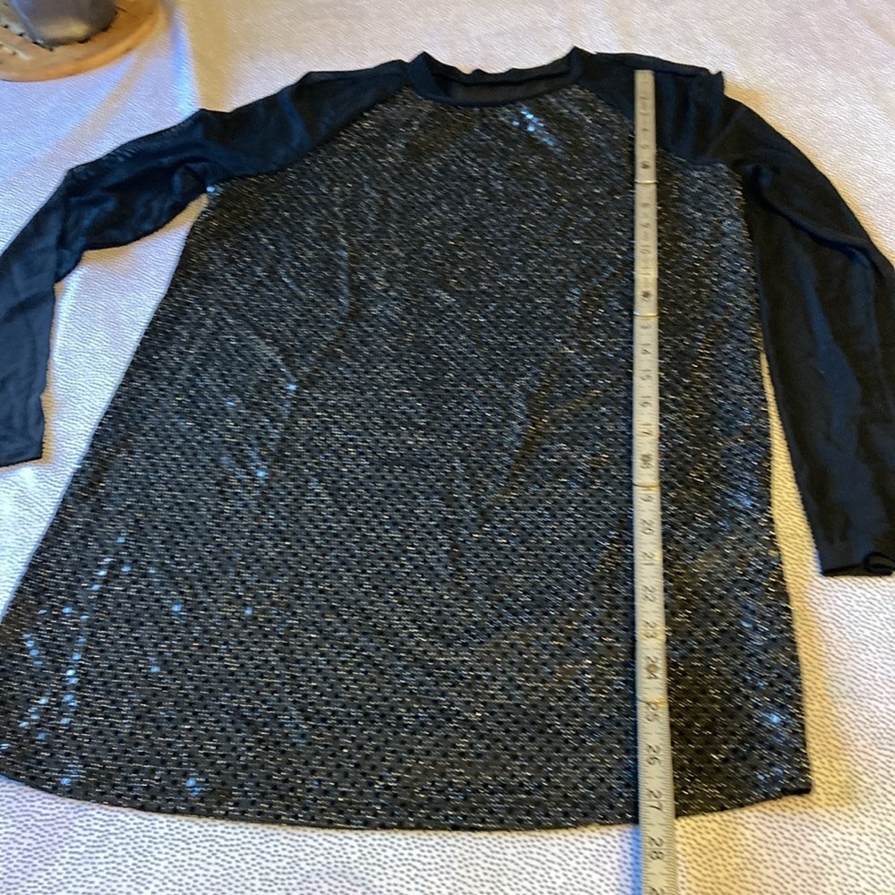 SHEINNeu Contrast Mesh Raglan Sleeve Sequin Top size XS new - Picture 5 of 12